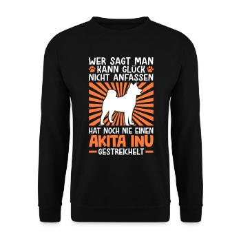 Akita Inu Glück anfassen japanischer Spitz - Unisex Pullover - Schwarz - Vorne - Alina (178cm) & Michal (187cm)
