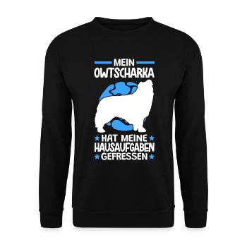 Owtscharka hat Hausaufgaben gefressen Kaukase - Unisex Pullover - Schwarz - Vorne - Alina (178cm) & Michal (187cm)