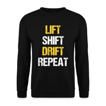 Forklift Driver Forklift Lift Shift Drift Repeat - Unisex Sweatshirt - black - Front - Alina (178cm) & Michal (187cm)
