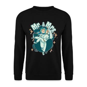 M. et Mme Astronaute Drôles de cadeaux de marié et de mariée - Sweat-shirt Unisexe - noir - Devant - Alina (178cm) & Michal (187cm)