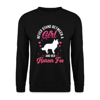 Mädchen und ihr Harzer Fuchs Hütefuchs - Unisex Pullover - Schwarz - Vorne - Alina (178cm) & Michal (187cm)