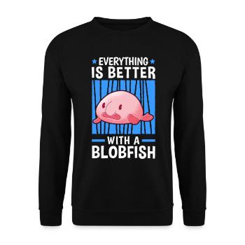 Everything is better with blobfish blobfish - Unisex Sweatshirt - black - Front - Alina (178cm) & Michal (187cm)