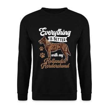 Alles ist besser mit Hollandse Herdershond - Unisex Pullover - Schwarz - Vorne - Alina (178cm) & Michal (187cm)