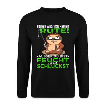 Finger weg von meiner Rute - Angeln - Angler - Unisex Pullover - Schwarz - Vorne - Alina (178cm) & Michal (187cm)