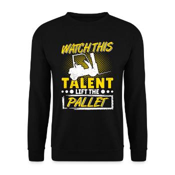 Staplerfahrer Gabelstapler Gabelstaplerfahrer - Unisex Pullover - Schwarz - Vorne - Alina (178cm) & Michal (187cm)
