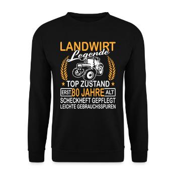 Landwirt Legende Top Zustand erst 80 Jahre alt - Unisex Pullover - Schwarz - Vorne - Alina (178cm) & Michal (187cm)