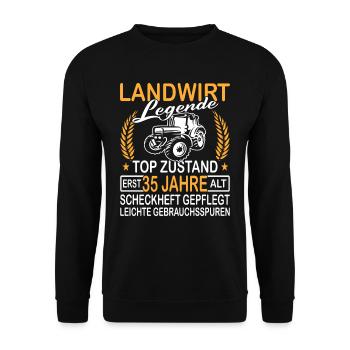 Landwirt Legende Top Zustand erst 35 Jahre alt - Unisex Pullover - Schwarz - Vorne - Alina (178cm) & Michal (187cm)