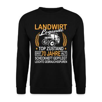 Landwirt Legende Top Zustand erst 70 Jahre alt - Unisex Pullover - Schwarz - Vorne - Alina (178cm) & Michal (187cm)
