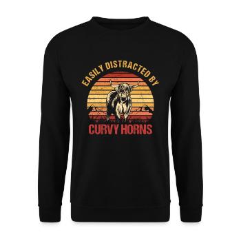 Highland Cow Scottish Highland Cattle Curvy Horns - Sweat-shirt Unisexe - noir - Devant - Alina (178cm) & Michal (187cm)