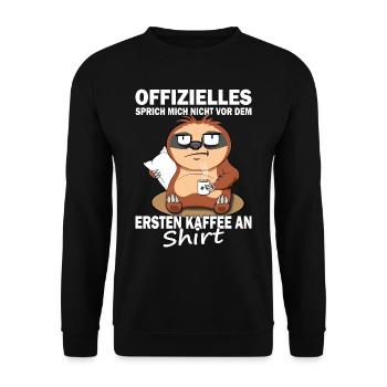 Nicht ansprechen Faultier - Morgenmuffel - Montag - Unisex Pullover - Schwarz - Vorne - Alina (178cm) & Michal (187cm)