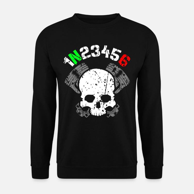 1N23456Totenkopf Kolben Zylinder - Unisex Pullover - Schwarz
