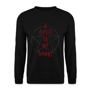 Teufel Devil Pentagram Spruch Sprüche Zitat - Unisex Pullover - Schwarz - Vorne - Alina (178cm) & Michal (187cm)