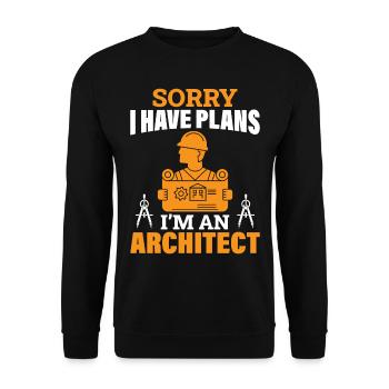 Architecte - Désolé d’avoir des plans, je suis architecte - Sweat-shirt Unisexe - noir - Devant - Alina (178cm) & Michal (187cm)