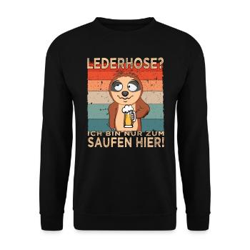 Ich bin nur zum Saufen hier Faultier Männerabend - Unisex Pullover - Schwarz - Vorne - Alina (178cm) & Michal (187cm)