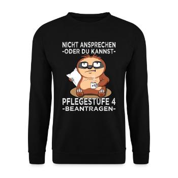 Nicht ansprechen Faultier - Morgenmuffel - Kaffee - Unisex Pullover - Schwarz - Vorne - Alina (178cm) & Michal (187cm)