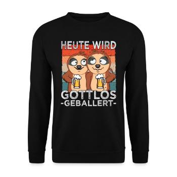 Biertrinker - Männerabend - Saufen - Unisex Pullover - Schwarz - Vorne - Alina (178cm) & Michal (187cm)