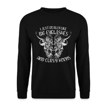 Highland Cow Scottish Highland Cattle - Sweat-shirt Unisexe - noir - Devant - Alina (178cm) & Michal (187cm)