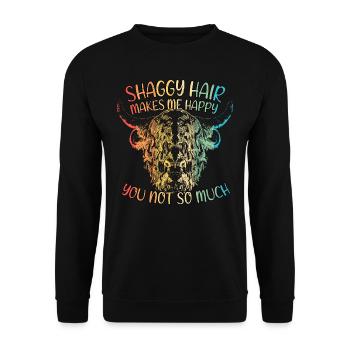 Highland Cow Scottish Highland Cattle Shaggy Hair - Sweat-shirt Unisexe - noir - Devant - Alina (178cm) & Michal (187cm)