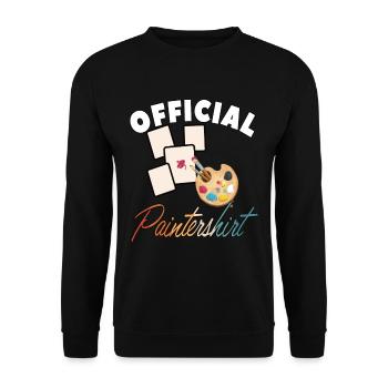 Official Paintershirt für Künstler - Unisex Pullover - Schwarz - Vorne - Alina (178cm) & Michal (187cm)