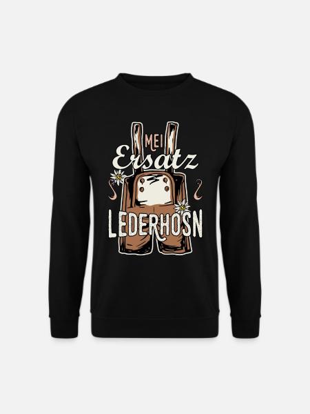 Trachtenshirt Herren Trachten T-Shirt Lederhose - Unisex Pullover - Schwarz