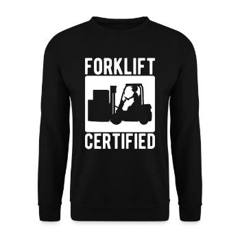 Gabelstaplerfahrer Forklift Certified - Unisex Pullover - Schwarz - Vorne - Alina (178cm) & Michal (187cm)