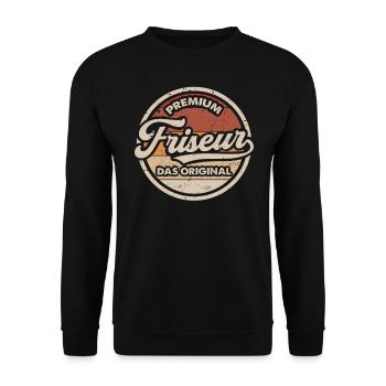 Friseur Original Frisör Vintage Friseurin - Unisex Pullover - Schwarz - Vorne - Alina (178cm) & Michal (187cm)