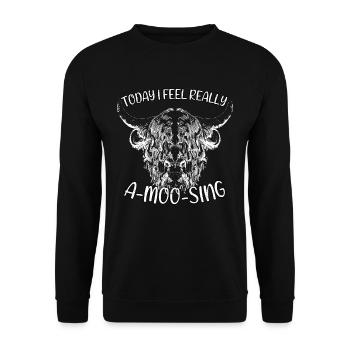 Highland Cow Scottish Highland Cattle A-Moo-Sing - Sweat-shirt Unisexe - noir - Devant - Alina (178cm) & Michal (187cm)