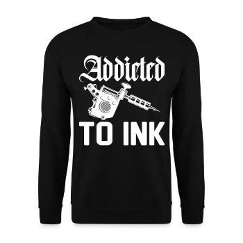 Dicton tatoueur - accro à l’encre - Sweat-shirt Unisexe - noir - Devant - Alina (178cm) & Michal (187cm)
