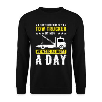 Abschlepper Abschleppdienst Abschleppwagenfahrer - Unisex Pullover - Schwarz - Vorne - Alina (178cm) & Michal (187cm)