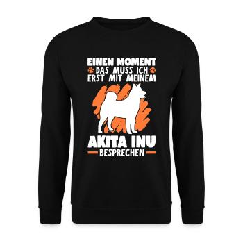 Mit meinem Akita Inu besprechen japanischer Spitz - Unisex Pullover - Schwarz - Vorne - Alina (178cm) & Michal (187cm)