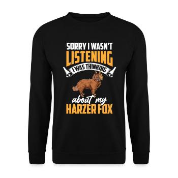 Harzer Fuchs war abgelenkt Hütefuchs - Unisex Pullover - Schwarz - Vorne - Alina (178cm) & Michal (187cm)