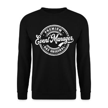 Event Manager Original Eventmanager - Unisex Pullover - Schwarz - Vorne - Alina (178cm) & Michal (187cm)