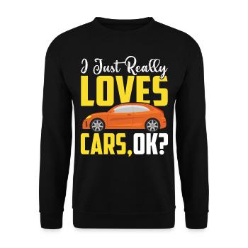 Slogan de dicton mécanicien - J’aime vraiment les voitures, - Sweat-shirt Unisexe - noir - Devant - Alina (178cm) & Michal (187cm)