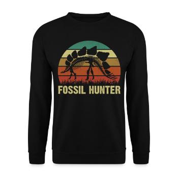 Archaeology Saying - Fossil Hunter - Unisex Sweatshirt - black - Front - Alina (178cm) & Michal (187cm)