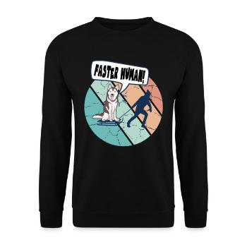 Husky Sledding Faster Human pour les fans de Mushing - Sweat-shirt Unisexe - noir - Devant - Alina (178cm) & Michal (187cm)