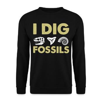 Archaeology Saying - I Dig Fossils - Unisex Pullover - Schwarz - Vorne - Alina (178cm) & Michal (187cm)