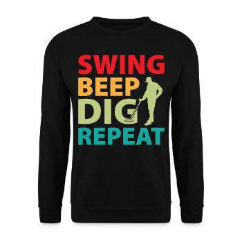 Dirt Fishing - Swing Beep Dig Repeat - Unisex Pullover - Schwarz - Vorne - Alina (178cm) & Michal (187cm)