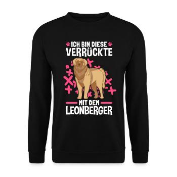 Der Verrückte mit dem Leonberger - Unisex Pullover - Schwarz - Vorne - Alina (178cm) & Michal (187cm)