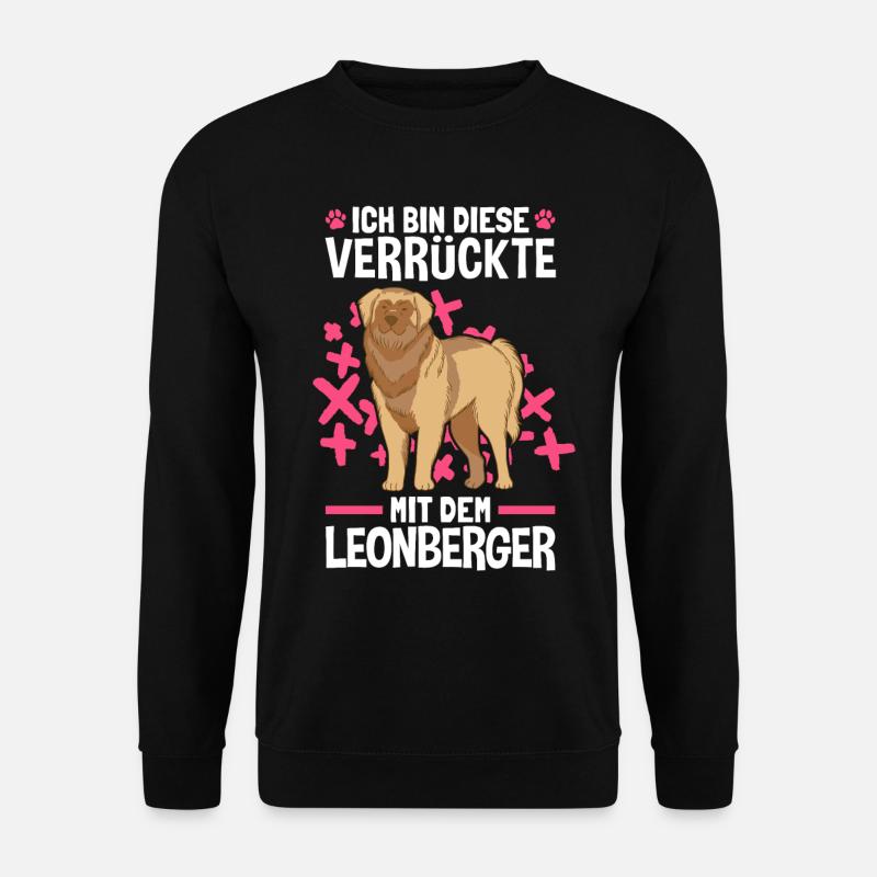 Der Verrückte mit dem Leonberger - Unisex Pullover - Schwarz