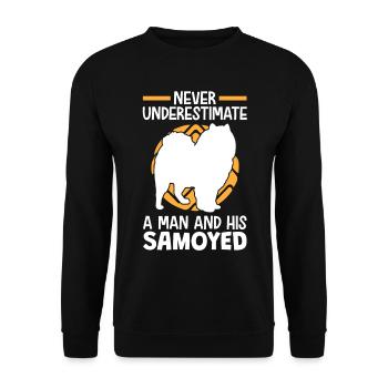 Woman with Samoyed Sled Dog Samoyeds - Unisex Sweatshirt - black - Front - Alina (178cm) & Michal (187cm)