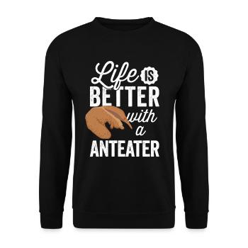 Ameisenbär alles besser mit Zwergameisenbär - Unisex Pullover - Schwarz - Vorne - Alina (178cm) & Michal (187cm)