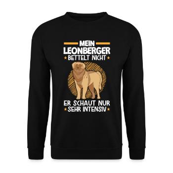 Mein Leonberger bettelt nicht deutscher Wachhund - Unisex Pullover - Schwarz - Vorne - Alina (178cm) & Michal (187cm)