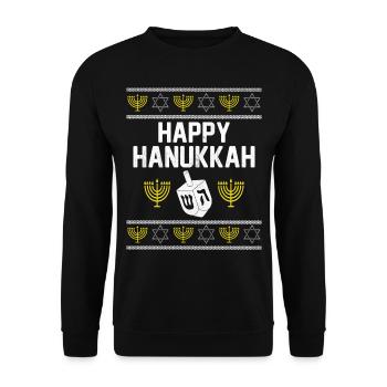 Hanukkah Jewish Ugly Christmas - Reindeer Jewdol - Unisex Sweatshirt - black - Front - Alina (178cm) & Michal (187cm)