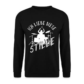 Lustiger Drummer Ich Liebe Diese Stille Schlagzeug - Unisex Pullover - Schwarz - Vorne - Alina (178cm) & Michal (187cm)