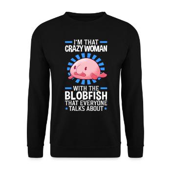 Crazy woman with the blobfish - Unisex Sweatshirt - black - Front - Alina (178cm) & Michal (187cm)