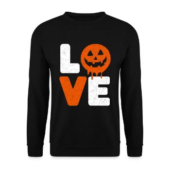 Halloween Love Lustiger Spruch Sprüche - Unisex Pullover - Schwarz - Vorne - Alina (178cm) & Michal (187cm)