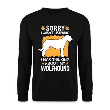 Ich habe an meinen Irischer Wolfshund gedacht - Unisex Pullover - Schwarz - Vorne - Alina (178cm) & Michal (187cm)