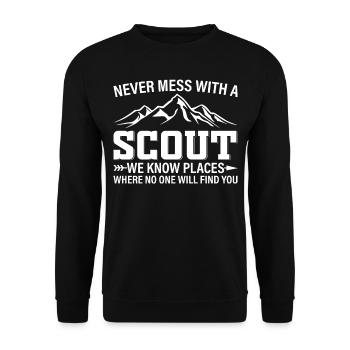 Never Mess With A Scout We Know Places - Scouting - Unisex Sweatshirt - black - Front - Alina (178cm) & Michal (187cm)