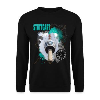 Stuttgart Germany City Skyline Vintage Retro - Unisex Sweatshirt - black - Front - Alina (178cm) & Michal (187cm)