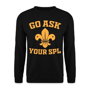 Scout Troop - Go ask your SPL - Hiking Scouting - Unisex Pullover - Schwarz - Vorne - Alina (178cm) & Michal (187cm)